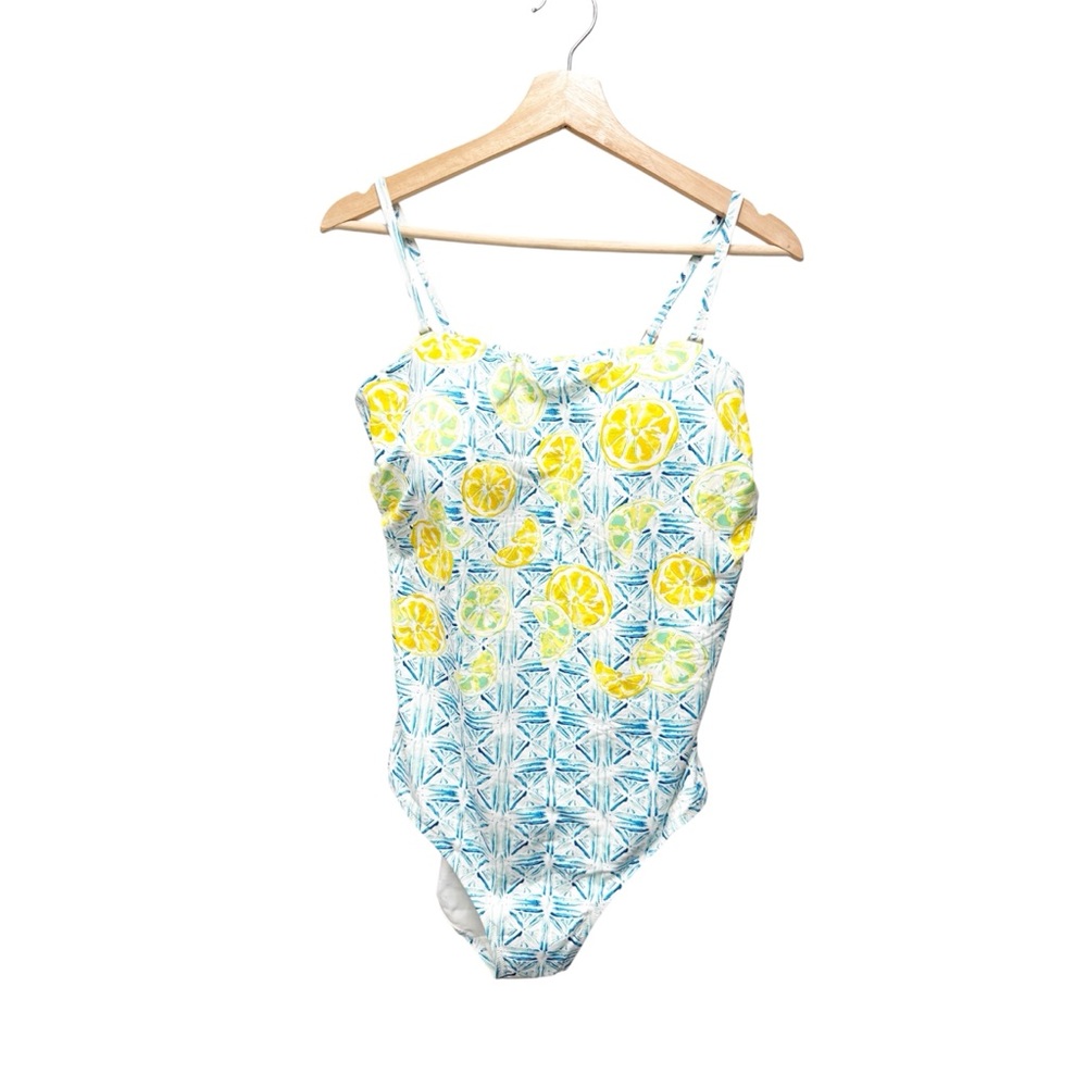 NWT Lands End Limes & Lemons Bandeau One-Piece Swimsuit Tummy Control, Size 18 - Picture 2 of 11